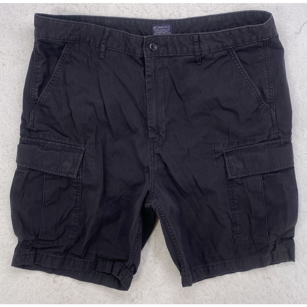 Levis Mens Cotton Cargo Shorts W38 Black Dark Navy Loose Fit Flap Pocket 9.5 In